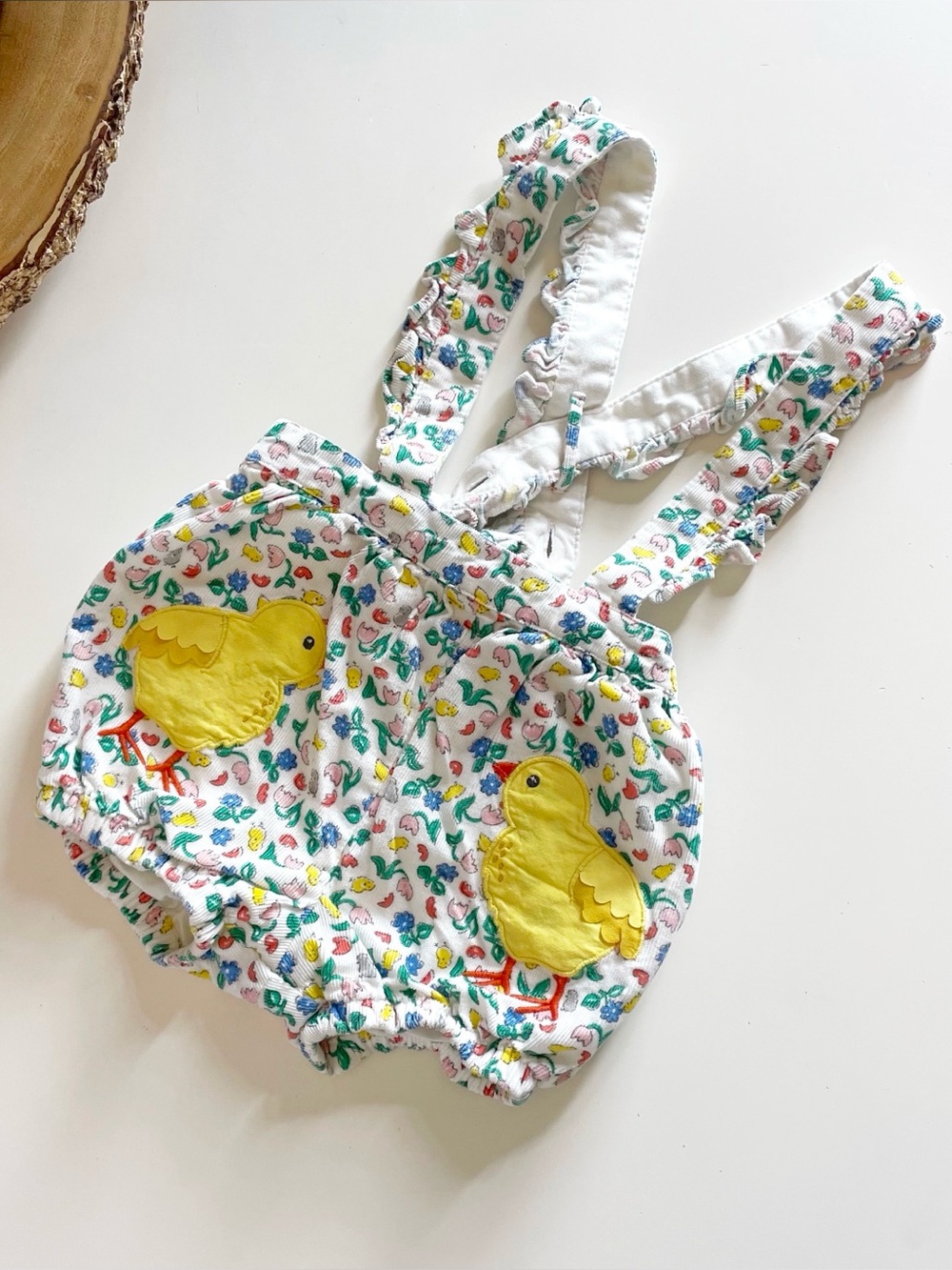 Baby Boden Colorful Corduroy Floral Baby Chick Overall Bubble Romper | 12-18